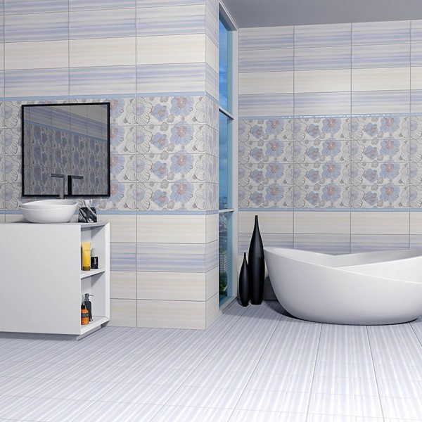 Плочки за баня в бяло-син  цвят / испански